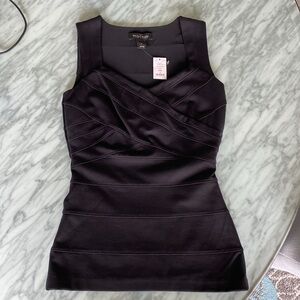 White House Black Market Ponte Sweetheart Zip Knit Sleeveless Top Size 0 NWT